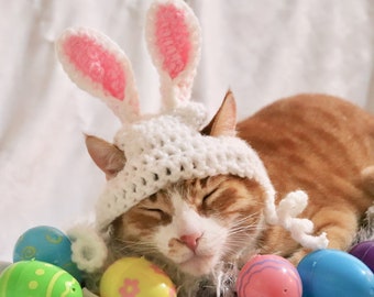 Hasenohren für Katzen, Ostern Bunny-Kostüm für Katzen, Ostern Hasenohren für Ostern, Katzen, Katze Osterhase Hut Foto Prop für Katze, Ostern