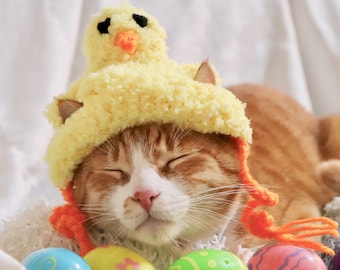 Chapeau de Pâques pour chats, chapeau de chat de poussin de Pâques, chapeau de poussin de Pâques drôle pour chats, costume de chat de Pâques, accessoire de chat de Pâques, chapeau drôle pour chats