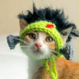 Frankenstein Cat Hat, Frankenstein Hat for Pets, Halloween Cat Hat, Halloween Hat for Cats, Cat Monster Hat, Frankenstein Hat for Small Dogs Kitten - Small Cat