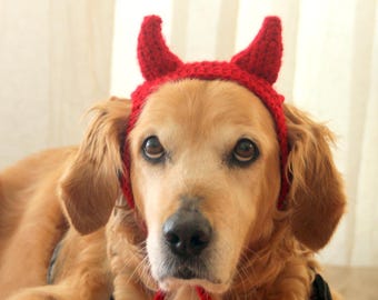 Devil Dog Costume, Devil Horns for Large Breed Dogs, Red Devil Dog Hat, Devil Halloween Dog Costume, Cute Dog Costume, Funny Dog Costume