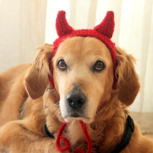 Devil Dog Costume, Devil Horns for Large Breed Dogs, Red Devil Dog Hat, Devil Halloween Dog Costume, Cute Dog Costume, Funny Dog Costume image 1