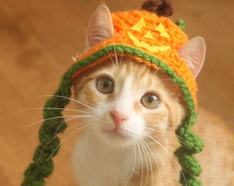 Jackolantern Cat Hat, Pumpkin Cat Hat, Halloween Cat Hat, Jack-o-lantern Hat pour chats et petits chiens, Halloween Pet Accessory, Hats for Cats