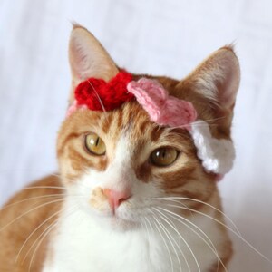Heart Headband for Cats, Valentine's Day Cat Accessories, Cat Photo Prop for Valentines Day, Cute Cat Accessories, Cat Valentines Apparel Red, Pink, White