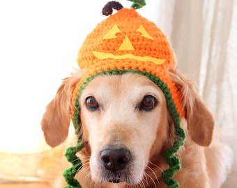 Halloween Dog Hat, Jackolantern Hat for Dogs, Pumpkin Dog Hat, Jack-o-Lantern Dog Costume, Halloween Dog Outfit, Pumpkin Hat for Large Dogs