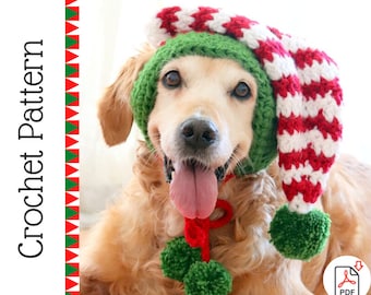 Crochet Pattern: Elf Hat for Dogs, Dog Elf Hat Pattern, Christmas Crochet Pattern for Pets / Dog Lovers, Large Dog Elf Hat Crochet Pattern