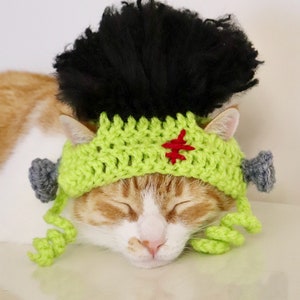 Frankenstein Cat Hat, Frankenstein Hat for Pets, Halloween Cat Hat, Halloween Hat for Cats, Cat Monster Hat, Frankenstein Hat for Small Dogs image 3