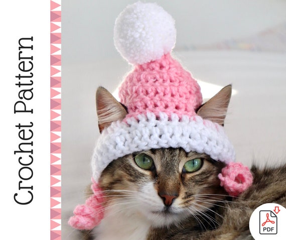 Modèle de chapeau de chat au crochet, modèle de crochet amical débutant  pour les chats, modèle de crochet de bonnet de chat, accessoire de chat de  crochet de modèle téléchargeable 