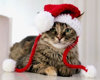 Weihnachtsmütze für Katzen, Katzenweihnachtsmütze, Feiertagskatzenmütze, Weihnachtsmütze für Katzen und Kätzchen, Weihnachtskatzenmütze, Weihnachtskatzenmütze