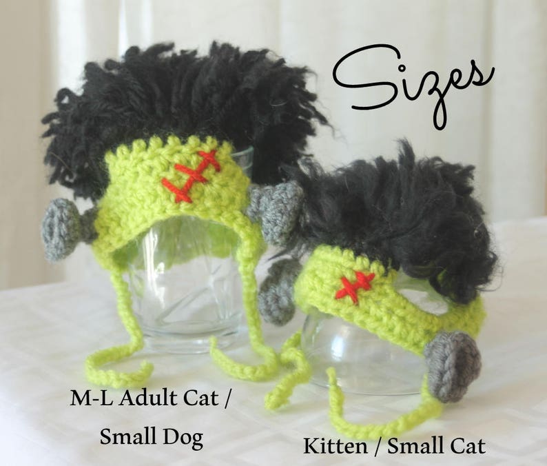 Frankenstein Cat Hat, Frankenstein Hat for Pets, Halloween Cat Hat, Halloween Hat for Cats, Cat Monster Hat, Frankenstein Hat for Small Dogs image 9