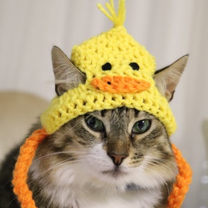 Duck Hat for Cats, Cute Yellow Ducky Cat Hat with Ear Holes, Easy Cat Halloween Costume Ideas, Funny Gift for Cat Lover, Crochet Pet Hats image 7