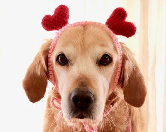 Valentines Day Hearts for Dogs, Heart Headband / Hat for Large Dogs, Valentines Day Heart Headband Accessoire / Photo Prop pour animaux de compagnie