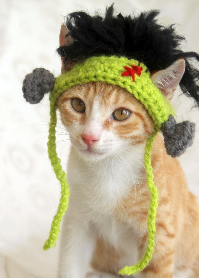 Frankenstein Cat Hat, Frankenstein Hat for Pets, Halloween Cat Hat, Halloween Hat for Cats, Cat Monster Hat, Frankenstein Hat for Small Dogs image 6