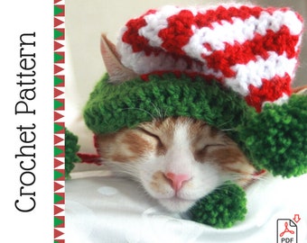 Crochet Pattern: Elf Hat for Cats, Cat Elf Hat Pattern, Christmas Crochet Pattern for Pets / Cat Lovers, Cat Elf Hat Crochet Pattern