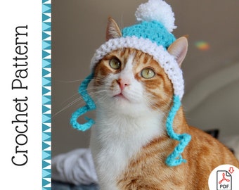 Crochet Cat Hat Pattern, Beginner Friendly Crochet Pattern for Cats, Cat Beanie Crochet Pattern, Downloadable Pattern Crochet Cat Accessory