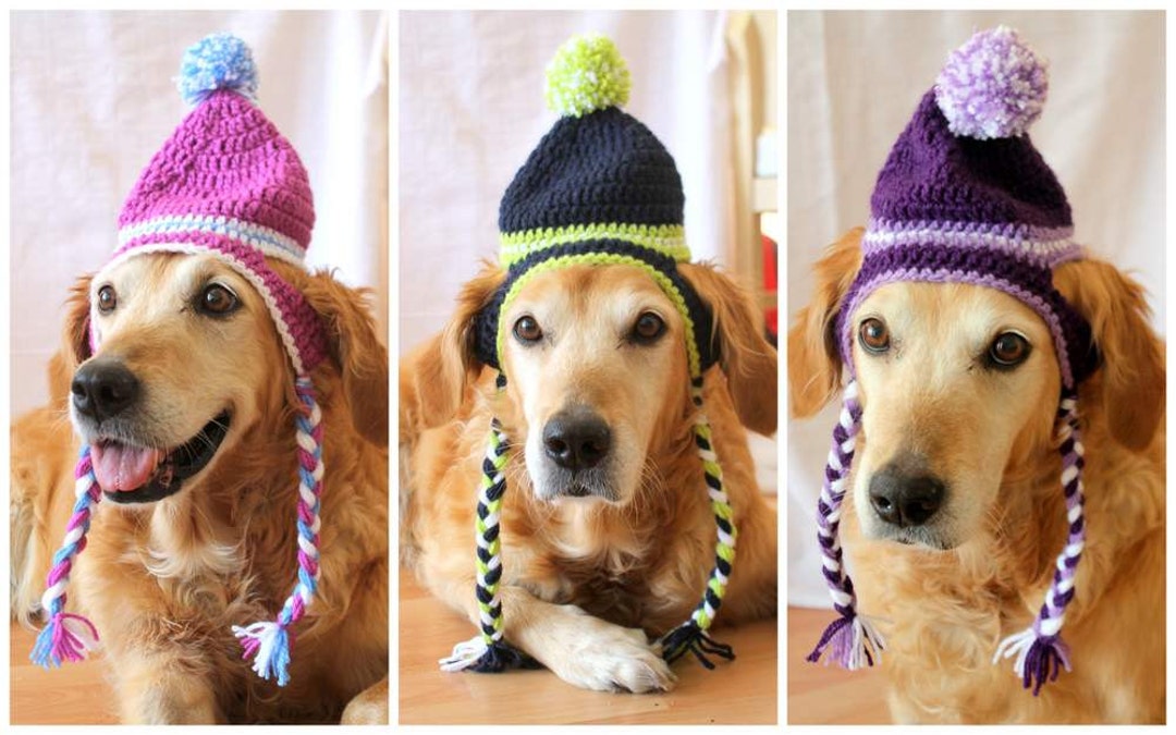 Dog Hat, Ear Flap Dog Hat, Dog Beanie, Pom Pom Hat for Dogs, Toboggan Hat for Dogs, Dog Stocking