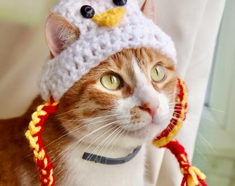 Buy Chicken Hat for Cats, Funny White Hen Rooster Cat Hat With Ear