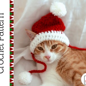 Santa Cat Hat Crochet Pattern, Fun and Festive Christmas Crochet Pattern for Cats and Kittens, Quick and Beginner Friendly image 3