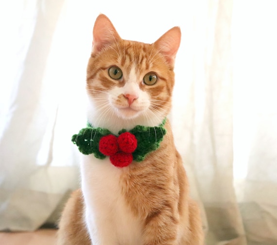 Christmas Holly Collar for Cats Holly Berry Cat Collar Headband Christmas Holiday Photo Prop Accessory for Cats Kittens and Small Dogs Etsy