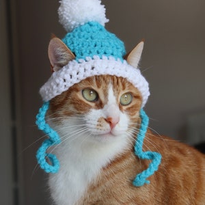 Hut für Katzen, 2 Farbe häkeln Pom Pom Hut für Katzen und Hunde kleiner Rassen, Feline Accessoires für den Winter, süße Katze Foto Requisite Bild 9