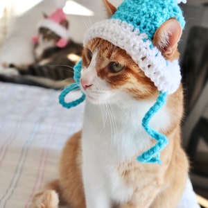 Hut für Katzen, 2 Farbe häkeln Pom Pom Hut für Katzen und Hunde kleiner Rassen, Feline Accessoires für den Winter, süße Katze Foto Requisite Bild 10