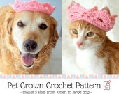 Crochet Pet Crown Pattern - PDF Crochet Pattern - Makes Crown Tiara for Small Pets, Rabbits, Cats, Small - Medium - Large Dog Breeds