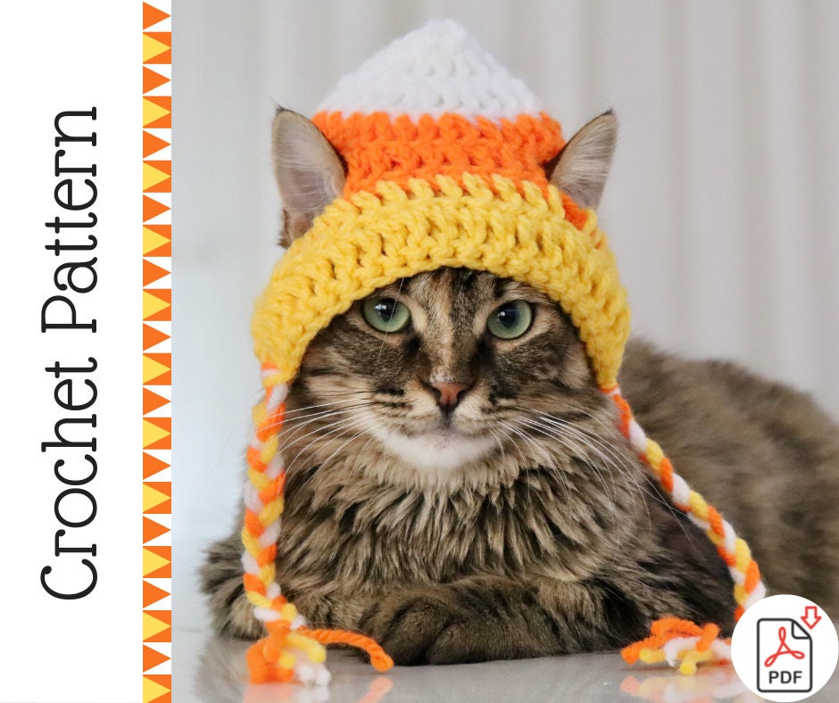 White Pumpkin Cat Beanie ? Handmade Crochet Hat White Pumpkin Cat Beanie With Folded Brim | Crochet Fall Hat  main image 3