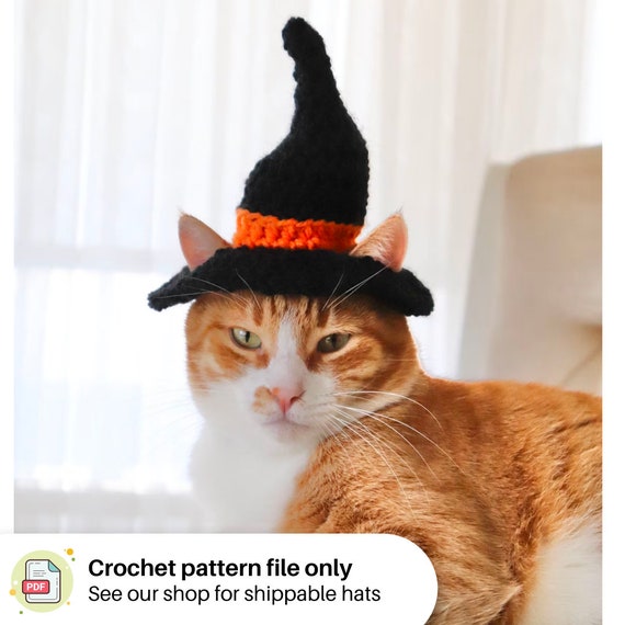 Crochet Pattern: Witch Hat for Cats, PDF Instructions for Cat