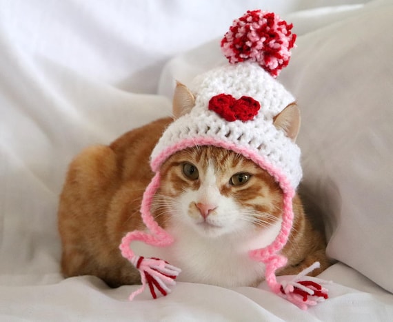 Chapeau Saint Valentin pour chat, Bonnet coeur pour chat, Accessoires chat  Saint Valentin, Bonnet coeur pour chats/chatons/petits chiens, Chat de la  Saint-Valentin - Etsy France