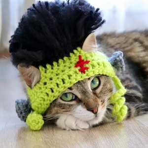 Frankenstein Cat Hat, Frankenstein Hat for Pets, Halloween Cat Hat, Halloween Hat for Cats, Cat Monster Hat, Frankenstein Hat for Small Dogs Adult Cat - XS Dog