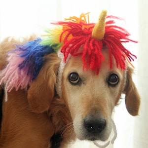 Unicorn Costume for Dogs, Unicorn Mane and Horn for Large Breed Dogs, Halloween Costumes for Pets, Unicorn Dog Hat, Funny Dog Accessories image 1