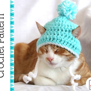 Crochet Cat Hat Pattern, Beginner Friendly Crochet Pattern for Cats, Cat Beanie Crochet Pattern, Downloadable Pattern Crochet Cat Accessory image 1