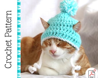 Crochet Cat Hat Pattern, Beginner Friendly Crochet Pattern for Cats, Cat Beanie Crochet Pattern, Downloadable Pattern Crochet Cat Accessory