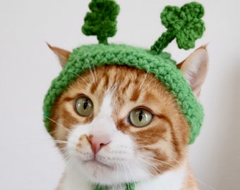 Bandeau Shamrock pour chats, accessoires pour chats de la Saint-Patrick, accessoire photo pour chats pour la Saint-Paddy, accessoires pour chats mignons, vêtements en trèfle pour chats