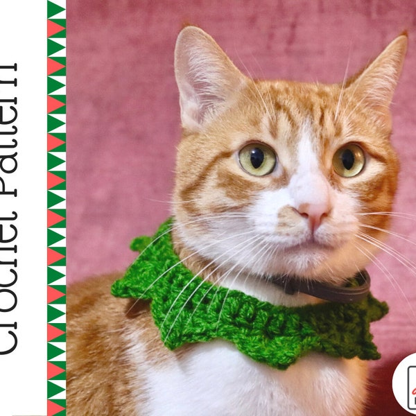 Crochet Pattern: Christmas elf collar for cats / kittens
