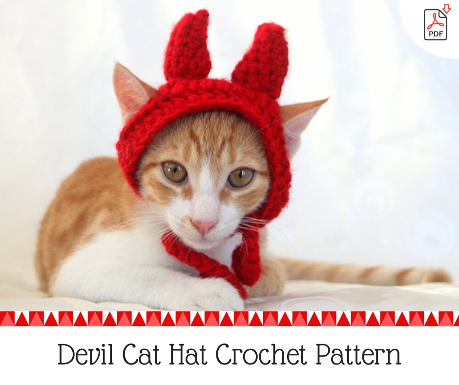 Crochet Pattern Devil horn hat / headband for cats Crochet Etsy