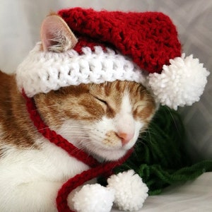 Santa Cat Hat Crochet Pattern, Fun and Festive Christmas Crochet Pattern for Cats and Kittens, Quick and Beginner Friendly image 4