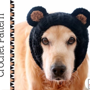 Modèle au crochet : snood pour chien ours, instructions PDF pour snood pour chien au crochet avec oreilles d'ours, accessoire/costume au crochet pour grands chiens image 1