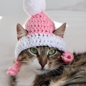 Hut für Katzen, 2 Farbe häkeln Pom Pom Hut für Katzen und Hunde kleiner Rassen, Feline Accessoires für den Winter, süße Katze Foto Requisite Bild 2