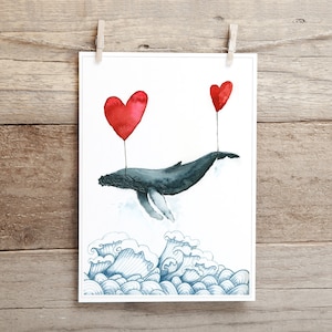 Carte de souhaits - Sky is the limit - Baleine et ses ballons