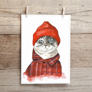 Carte de souhaits - Chat bûcheron