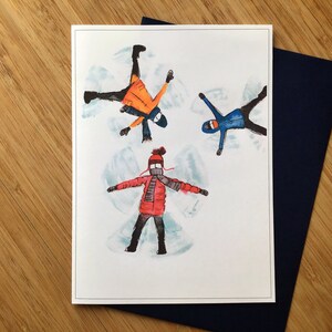 Carte de souhaits - Hiver enneigé - Anges dans la neige