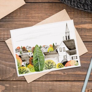 Carte de souhaits - Village en automne