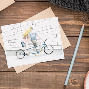 Carte de souhaits - Amoureux à vélo