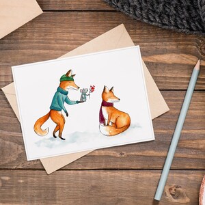 Carte de souhaits - Les fleurs ou la souris