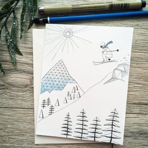 Carte de souhaits - Ski en montagne