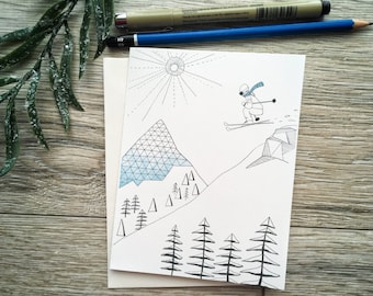 Greeting card - Let's ski