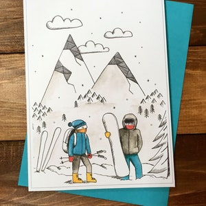 Carte de souhaits - Bonne saison de ski - ski hors piste