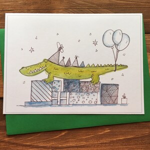 Carte de souhaits - Crocodile festif