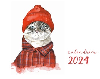 2024 Calendar - Cats - Illustrations by Fannie Desmarais
