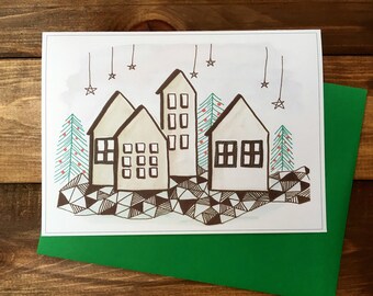 Greeting card - Happy holidays - Christmas Holiday Village